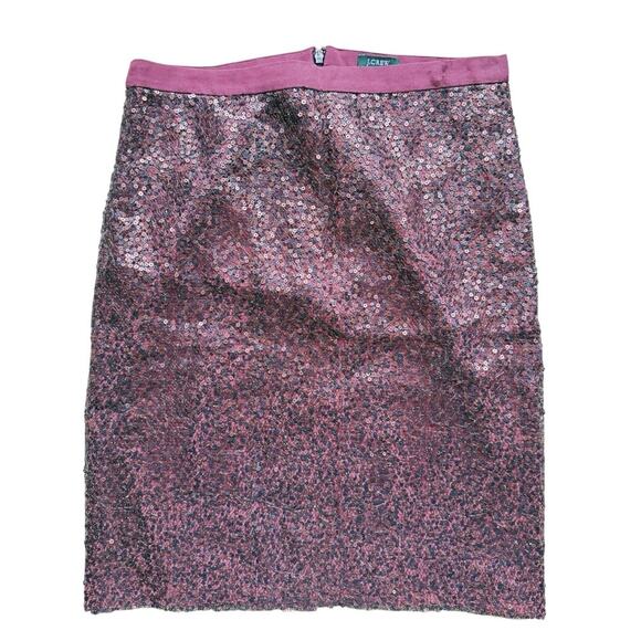 J.Crew Burgundy Stardust Sequin Silk Pencil Skirt 0 Maroon Holiday Party NYE - Picture 1 of 4
